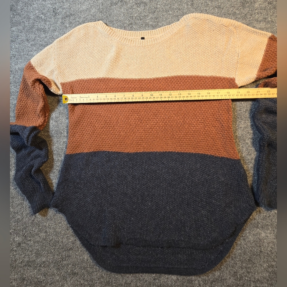 KÜHL Colorblock Boat Neck‎ Knit Sweater Cream Orange Blue Size Small Cotton Wool - Picture 5 of 13